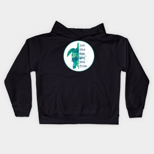 Sea Turtle Blue and Green Artistic Watercolor Quote Sticker Kids Hoodie